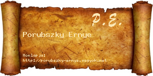 Porubszky Ernye névjegykártya